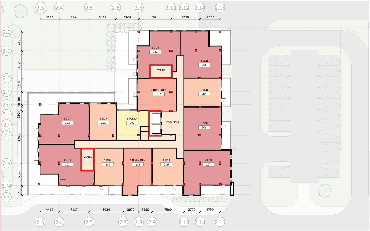 Floor plan for project from page 27 of the file '2023-10-13 - Design Brief - D02-02-21-0137'