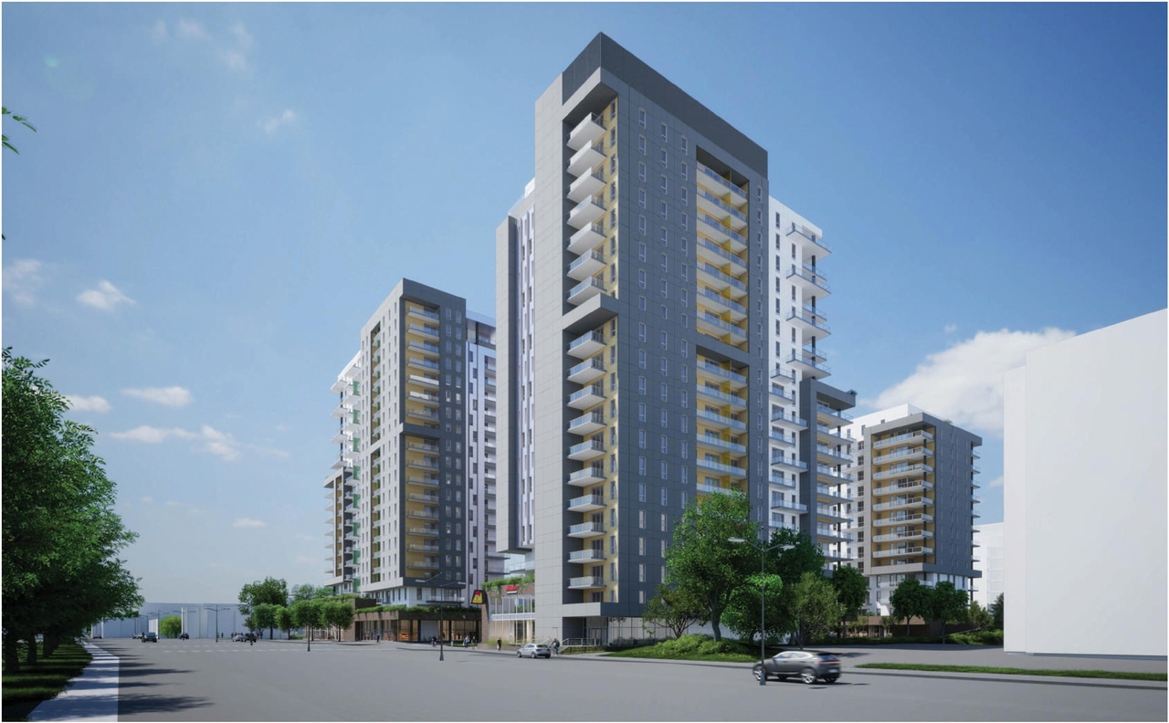 Rendering of building from page 63 of the file '2023-10-13 - Design Brief - D02-02-21-0137'