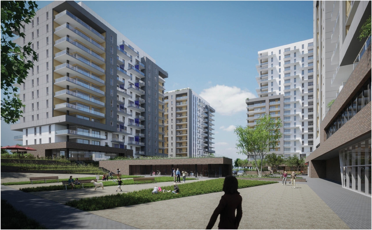Rendering of building from page 71 of the file '2023-10-13 - Design Brief - D02-02-21-0137'