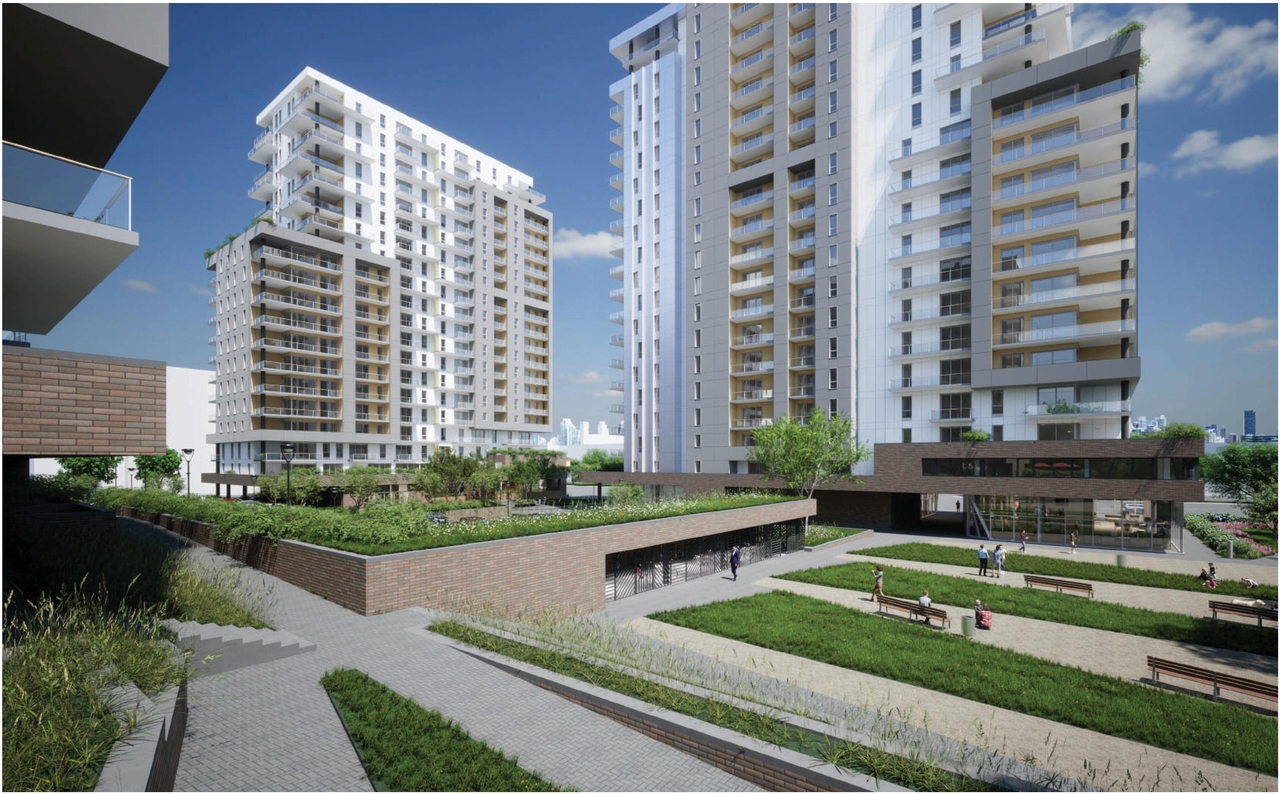 Rendering of building from page 80 of the file '2023-10-13 - Design Brief - D02-02-21-0137'