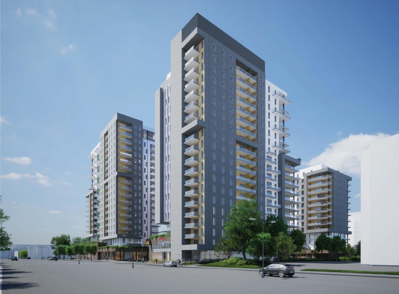 Rendering of building from page 17 of the file '2023-10-13 - Design Brief - D02-02-21-0137'