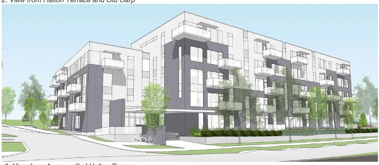 Rendering of building from page 6 of the file '2024-05-03 - Urban Design Brief - D02-02-21-0140'