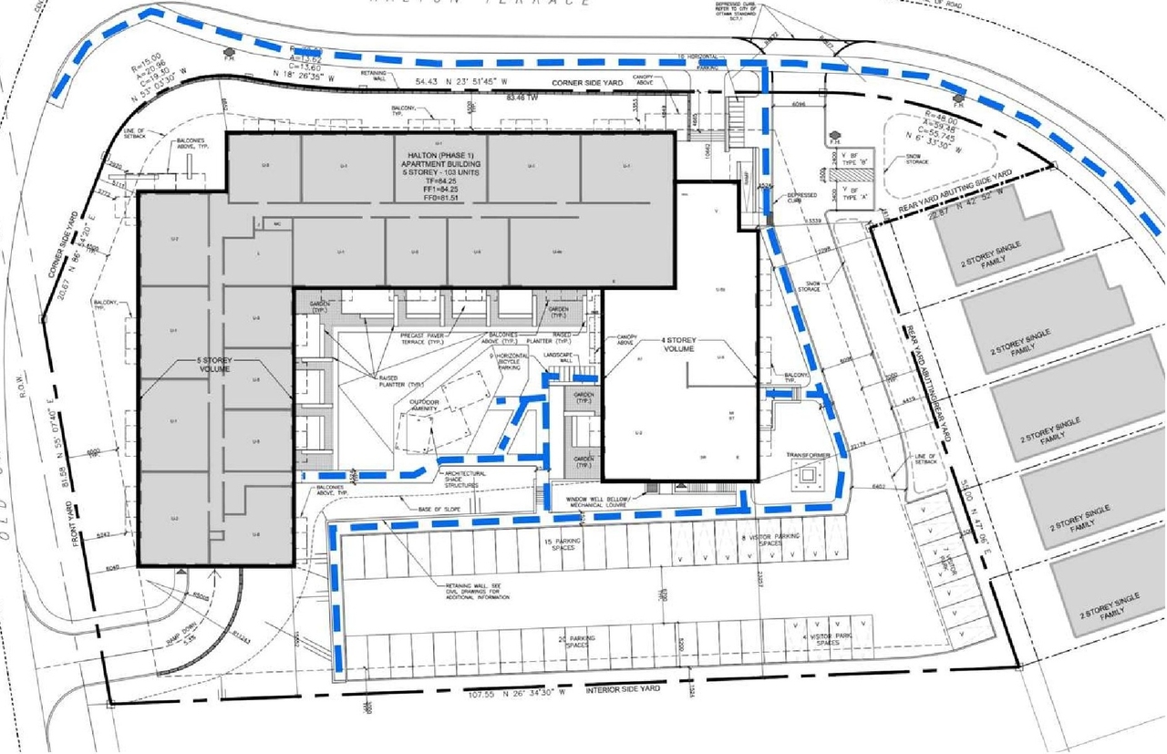 Construction site plan for project from page 39 of the file '2024-05-03 - Urban Design Brief - D02-02-21-0140'