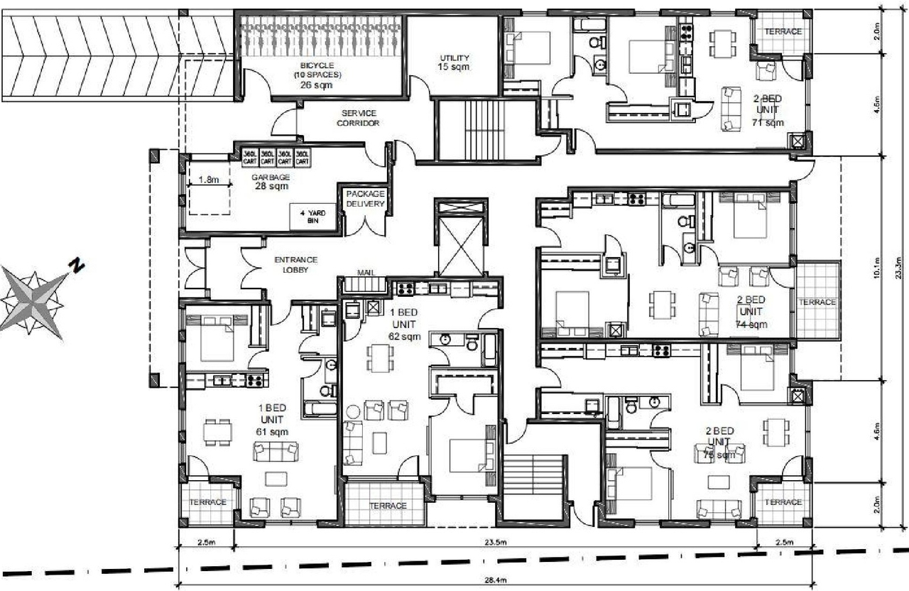 Floor plan for project from page 20 of the file '2023-01-06 - Design Brief - D02-02-21-0150'