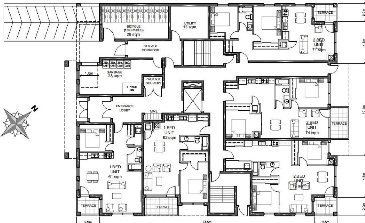 Floor plan for project from page 20 of the file '2023-01-06 - Design Brief - D02-02-21-0150'