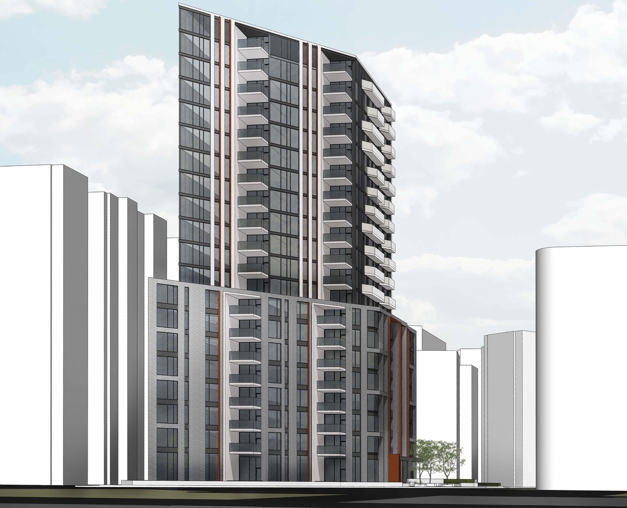 Rendering of building from page 5 of the file '2022-01-17 - Building Renderings - D02-02-22-0003'