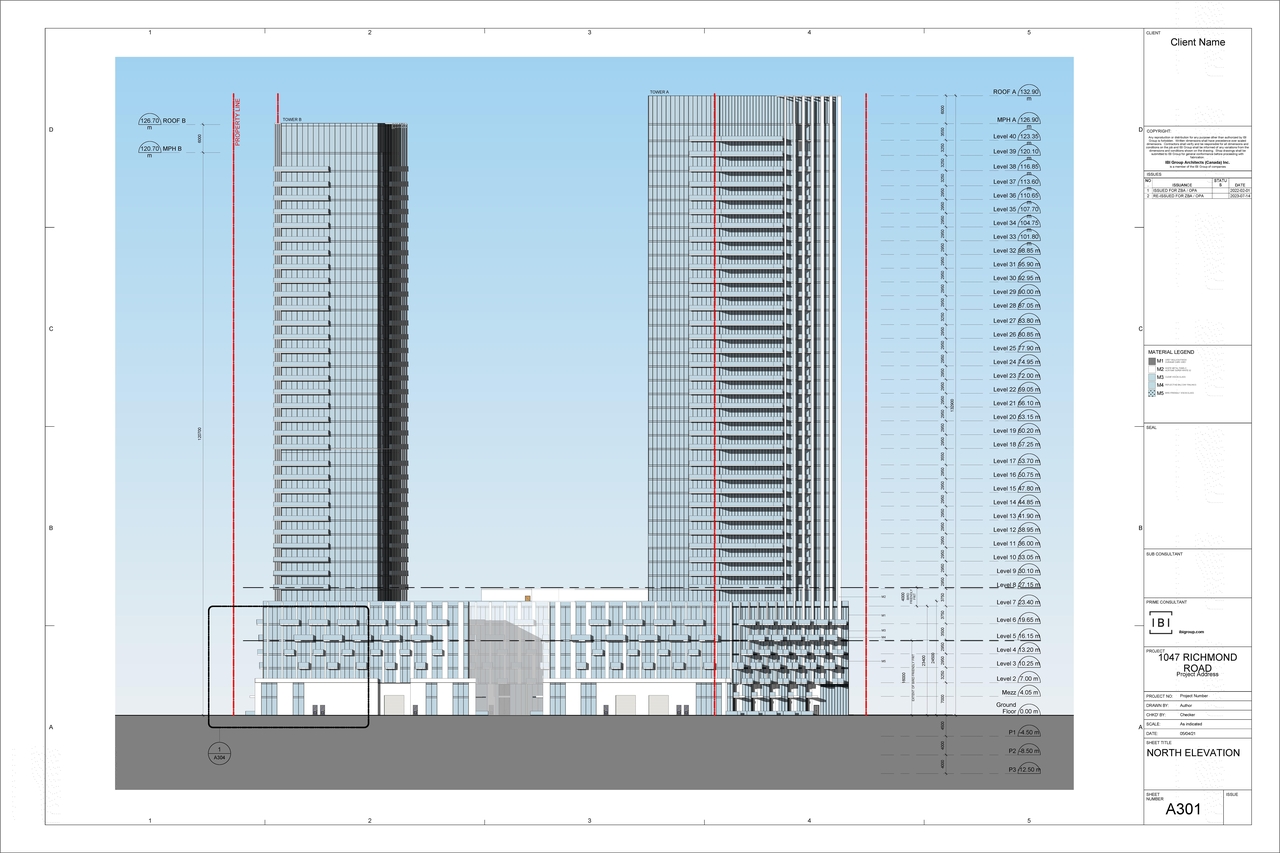 Rendering of building from page 1 of the file '2023-07-25 - Elevations, Sections, & Perspectives - D02-02-22-0012'