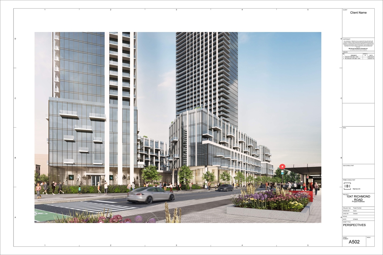 Rendering of building from page 10 of the file '2023-07-25 - Elevations, Sections, & Perspectives - D02-02-22-0012'