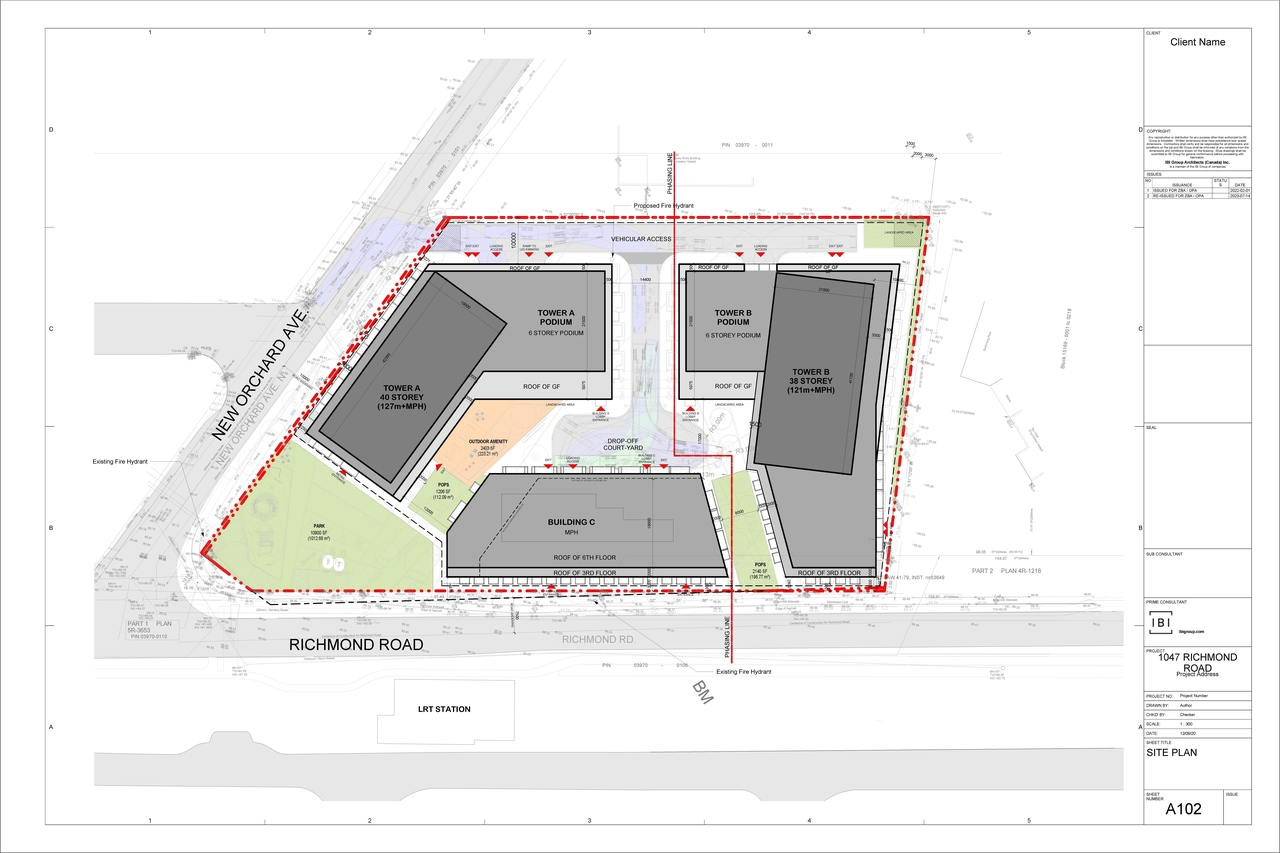 Construction site plan for project from page 4 of the file '2023-07-25 - Site Plan & Floor Plans - D02-02-22-0012'