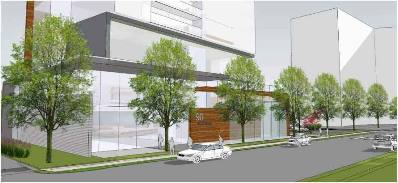 Rendering of building from page 5 of the file '2023-12-21 - Urban Design Review Drawing Package - D02-02-22-0025'