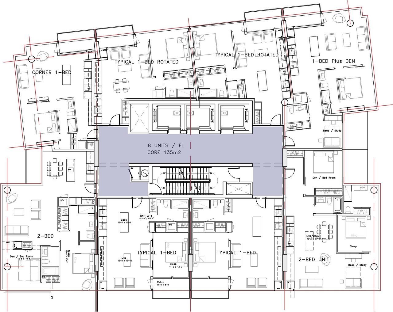 Floor plan for project from page 28 of the file '2023-12-21 - Urban Design Review Drawing Package - D02-02-22-0025'