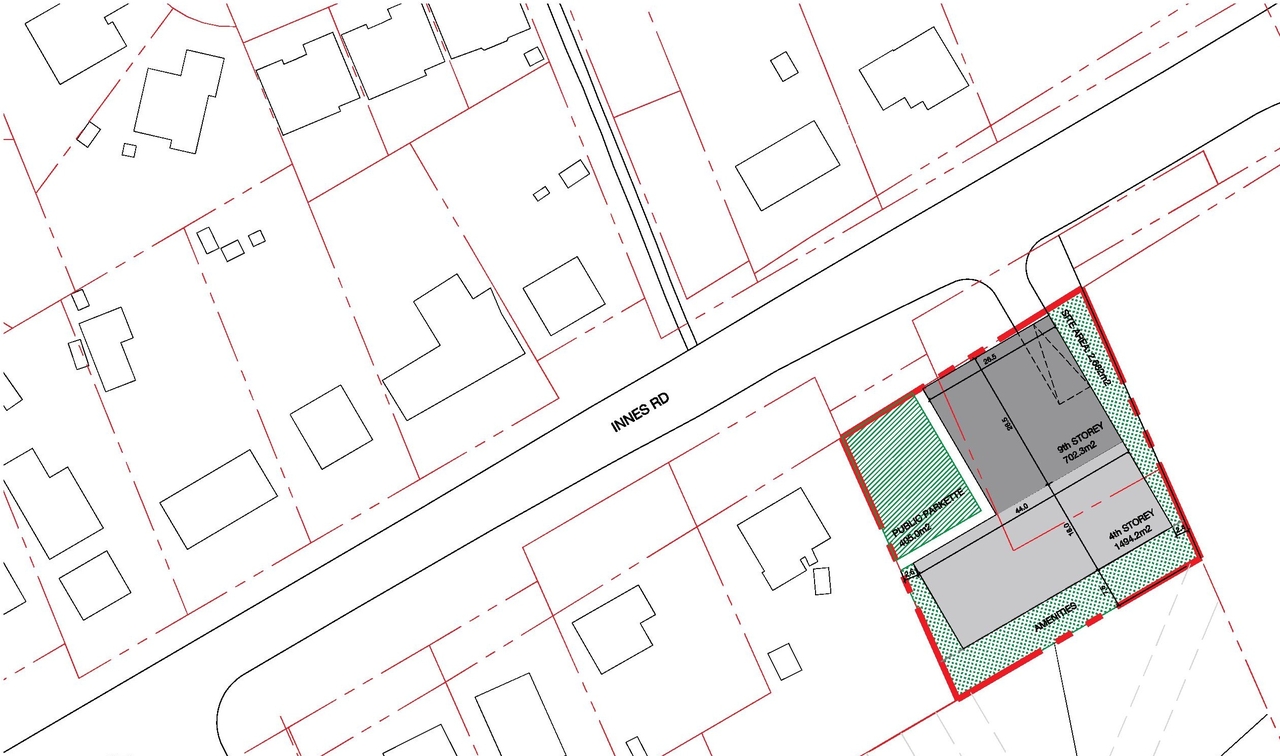 Construction site plan for project from page 44 of the file '2023-01-13 - Urban Design Brief - D02-02-22-0035'