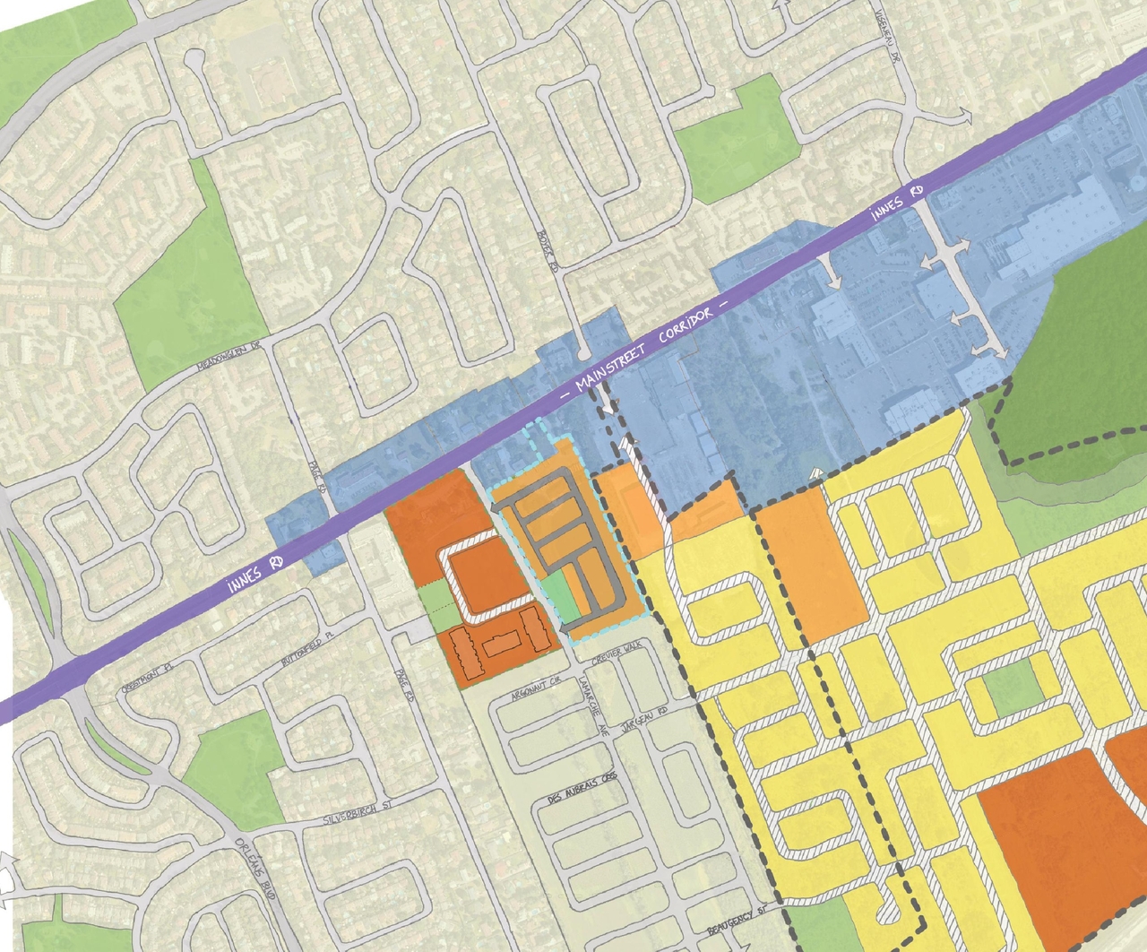 Construction site plan for project from page 6 of the file '2023-01-13 - Urban Design Brief - D02-02-22-0035'