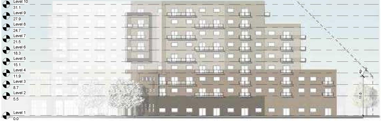 Rendering of building from page 33 of the file '2022-09-29 UDRP Submission D02-02-22-0038'