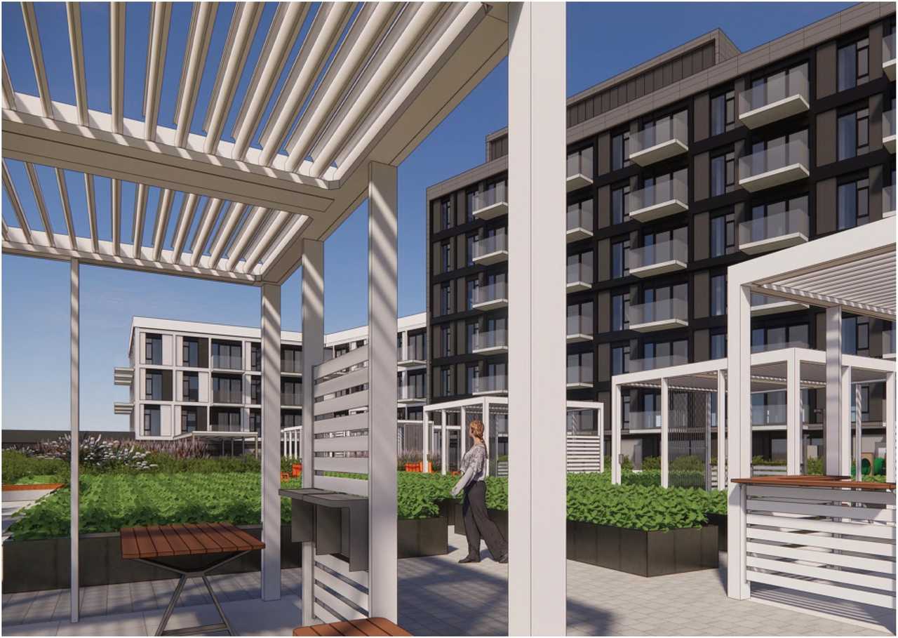 Rendering of building from page 9 of the file '2023-01-22 Design Brief D02-02-22-0038'