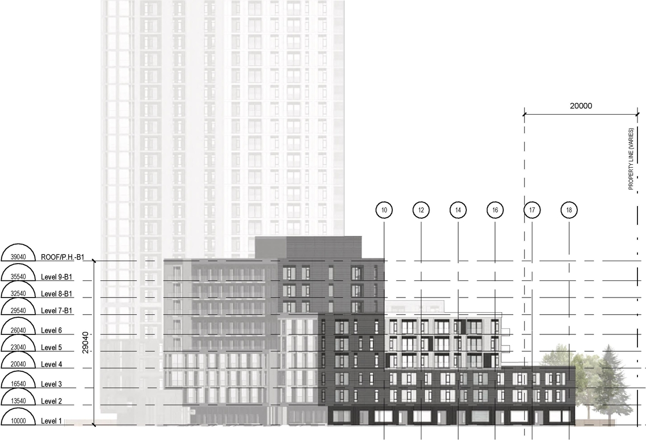 Rendering of building from page 43 of the file '2023-01-22 Design Brief D02-02-22-0038'