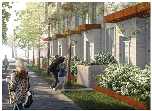 Rendering of building from page 5 of the file '2024-06-18 - Design Brief Revision - D02-02-22-0038'
