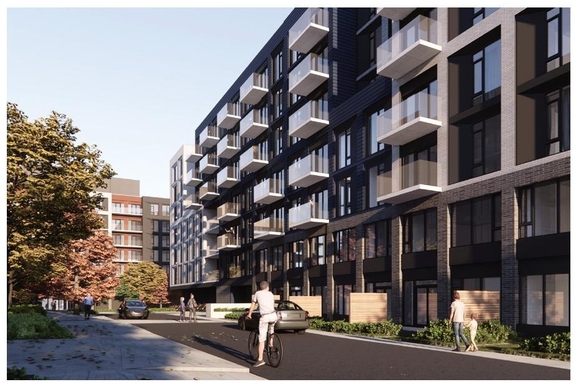Rendering of building from page 5 of the file '2024-06-18 - Design Brief Revision - D02-02-22-0038'