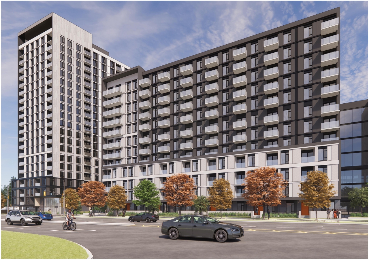 Rendering of building from page 7 of the file '2024-06-18 - Design Brief Revision - D02-02-22-0038'