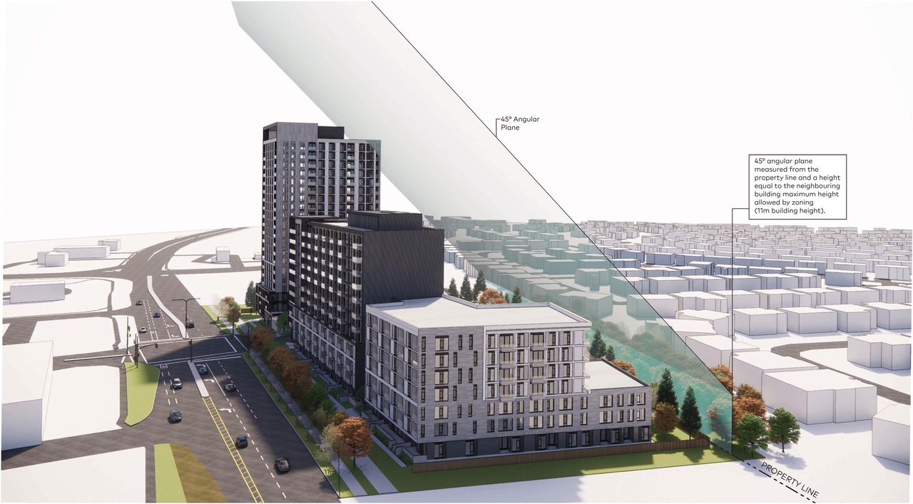 Rendering of building from page 49 of the file '2024-06-18 - Design Brief Revision - D02-02-22-0038'