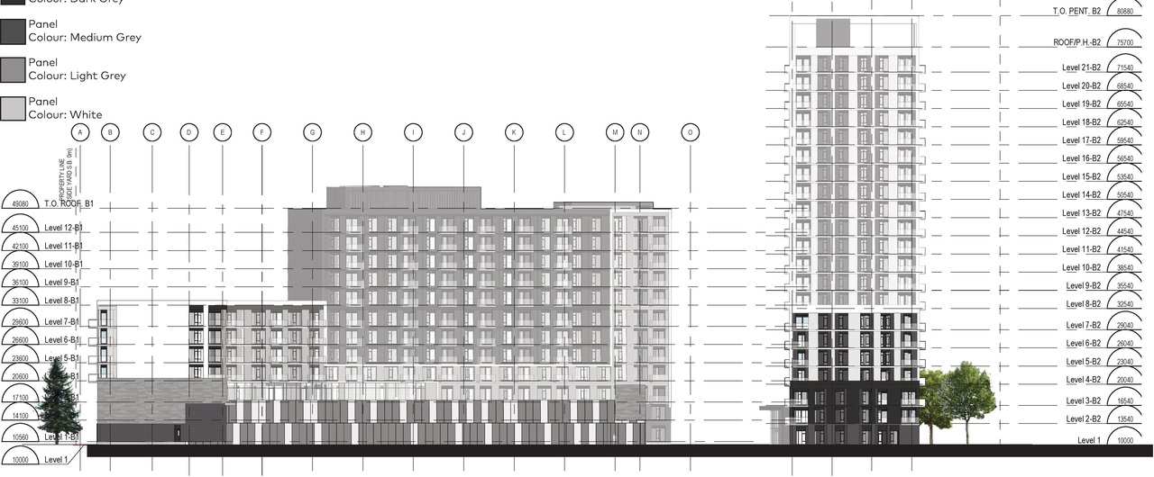 Rendering of building from page 44 of the file '2024-04-17 - Design Brief - D02-02-22-0038'