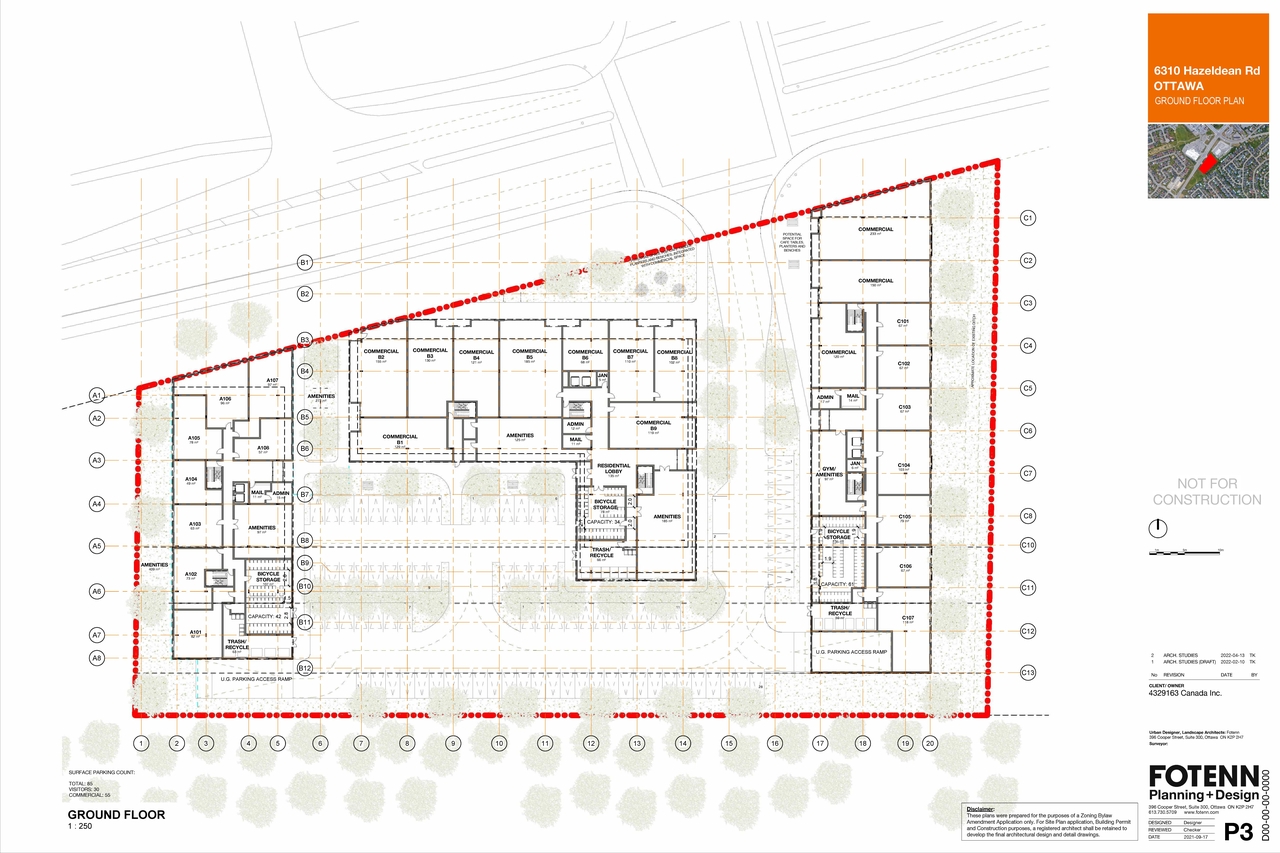 Construction site plan for project from page 3 of the file '2022-04-25 - Concept & Floor & Elevations & Views Plans - D02-02-22-0038'