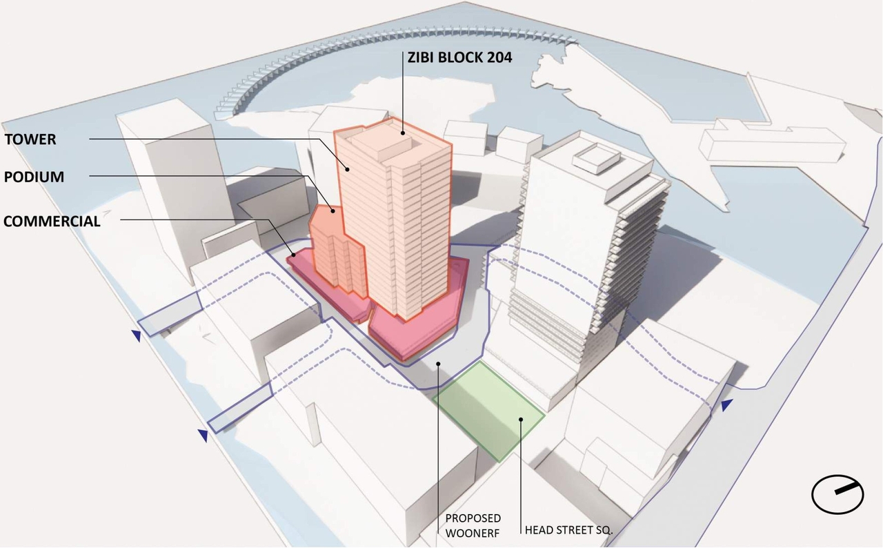 Rendering of building from page 15 of the file '2022-04-27 - Architectural Design Brief - D02-02-22-0040'