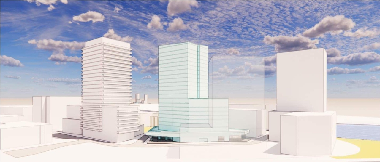 Rendering of building from page 16 of the file '2022-04-27 - Architectural Design Brief - D02-02-22-0040'