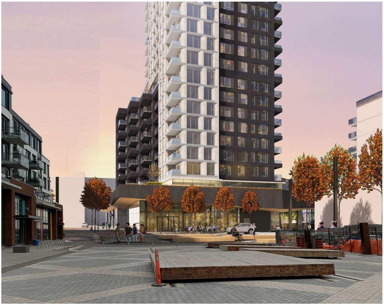 Rendering of building from page 18 of the file '2022-04-27 - Architectural Design Brief - D02-02-22-0040'