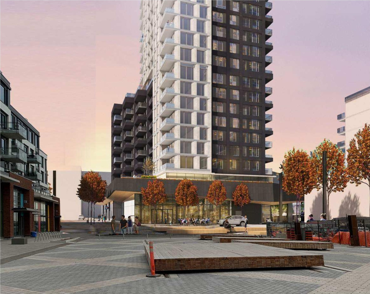 Rendering of building from page 18 of the file '2022-04-27 - Architectural Design Brief - D02-02-22-0040'