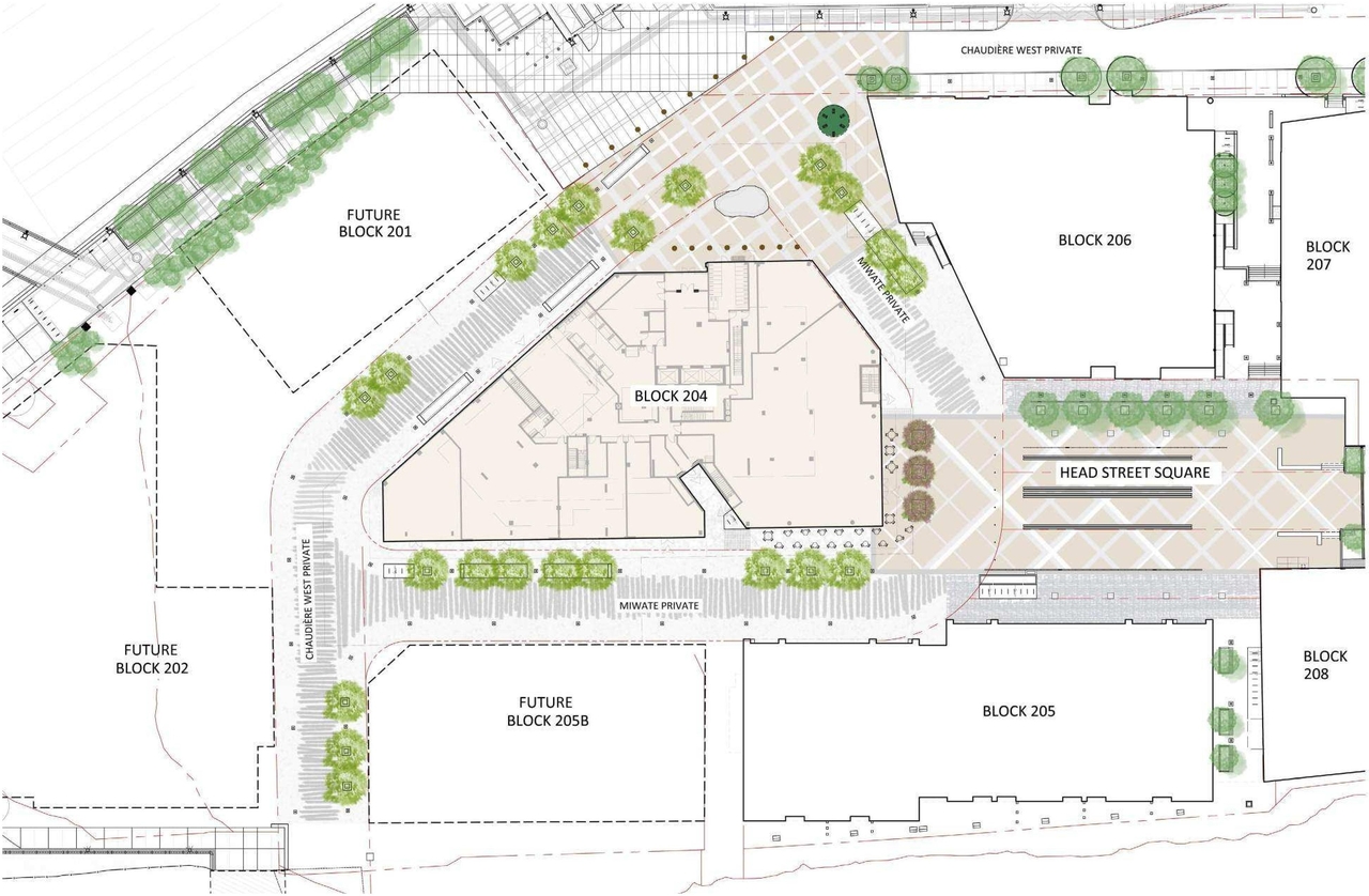 Construction site plan for project from page 23 of the file '2022-04-27 - Architectural Design Brief - D02-02-22-0040'