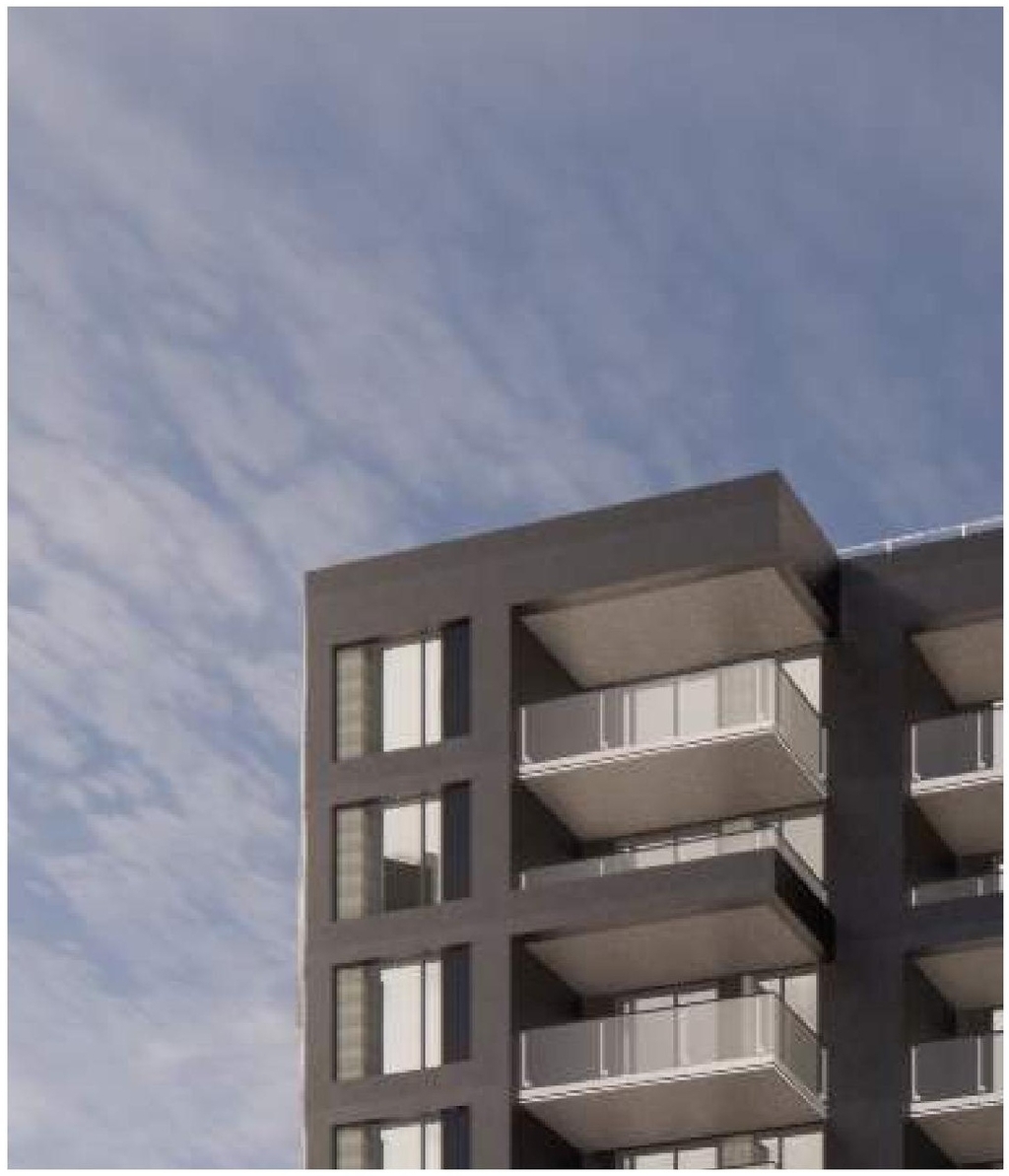 Rendering of building from page 30 of the file '2022-04-27 - Architectural Design Brief - D02-02-22-0040'