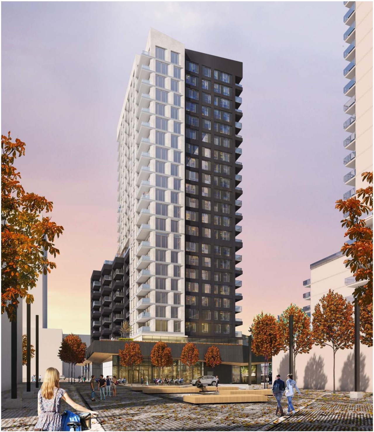 Rendering of building from page 31 of the file '2022-04-27 - Architectural Design Brief - D02-02-22-0040'