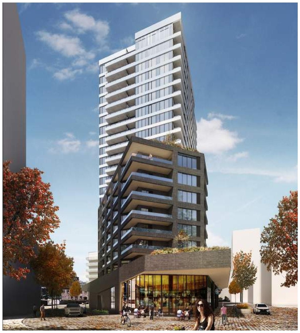 Rendering of building from page 14 of the file '2022-10-03 - Design Brief - D02-02-22-0040'