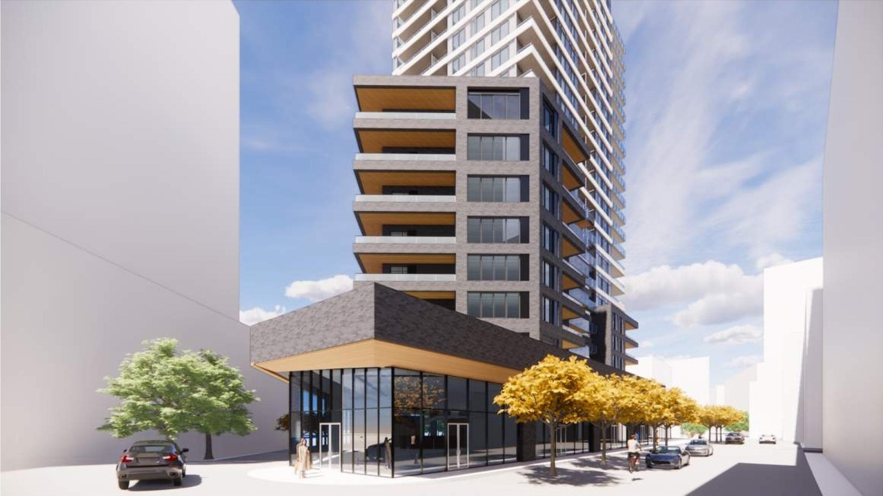 Rendering of building from page 54 of the file '2022-10-03 - Design Brief - D02-02-22-0040'