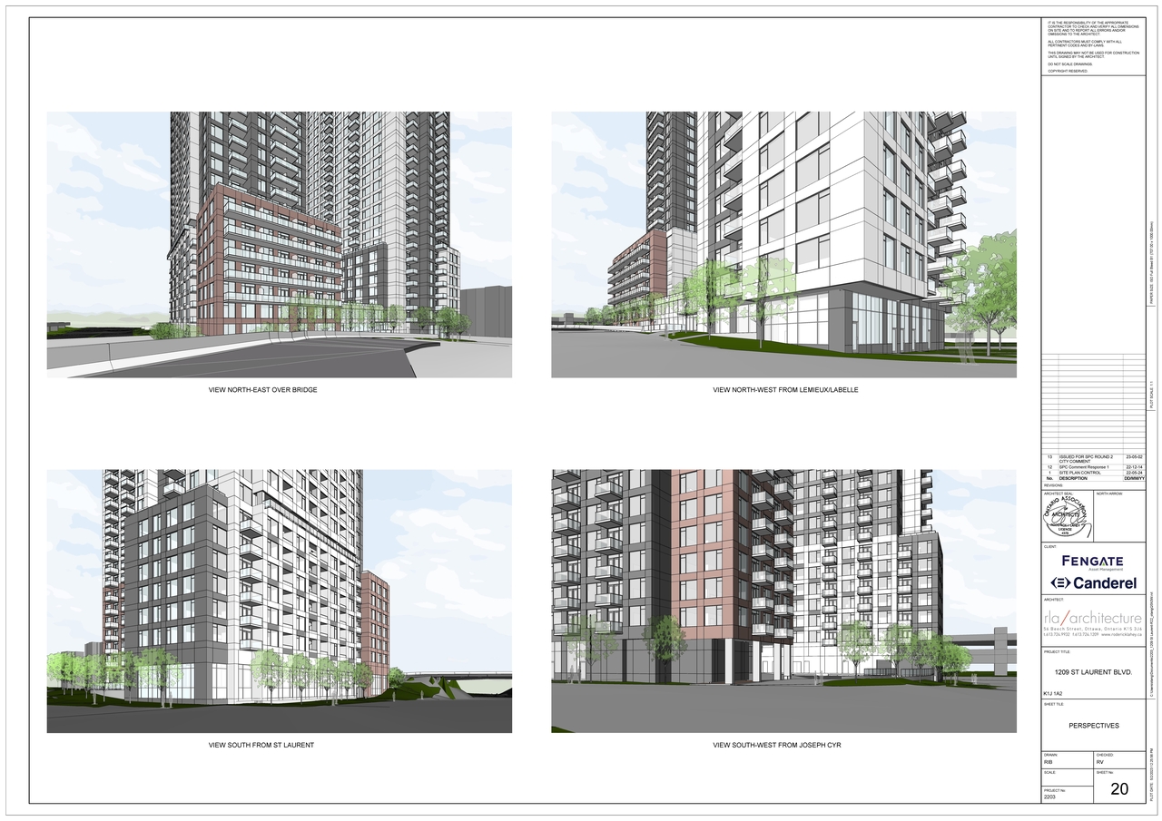 Rendering of building from page 17 of the file '2023-05-09 - Floor, Elevations, Materials, Perspectives Plans - D02-02-22-0051'