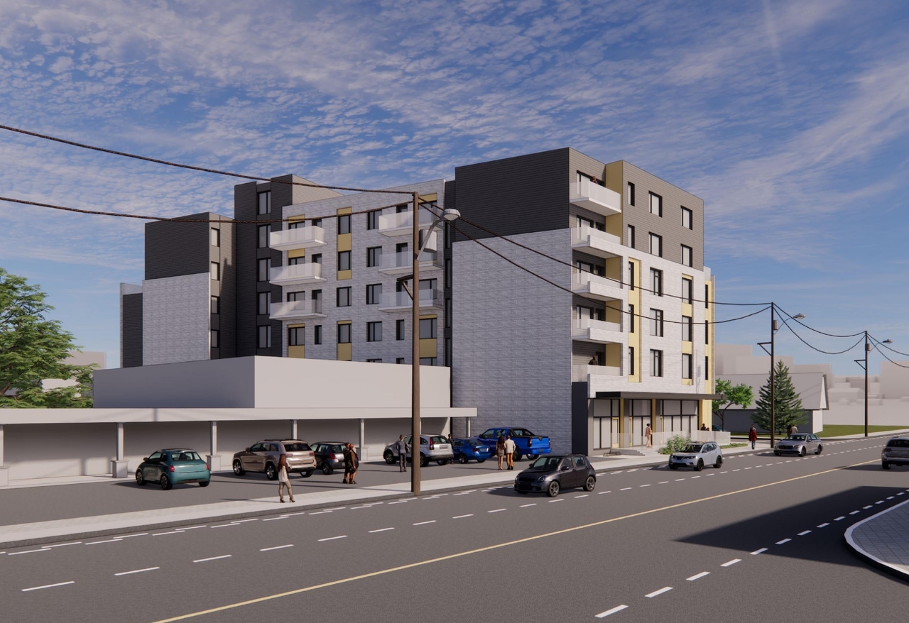 Rendering of building from page 3 of the file '2022-12-20 - Perspective Views - D02-02-22-0058'