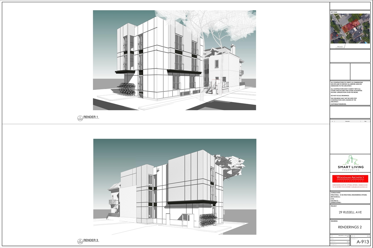 Rendering of building from page 7 of the file '2022-08-15 - Floor & Elevations & Rendering Plans - D02-02-22-0076'