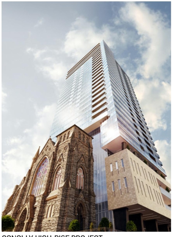 Rendering of building from page 23 of the file '2023-06-07 - Design Brief and Plans - D02-02-22-0082'