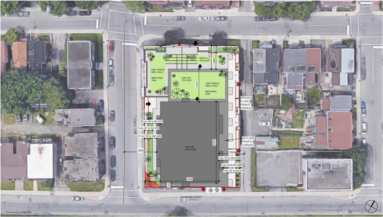 Construction site plan for project from page 29 of the file '2023-06-07 - Design Brief and Plans - D02-02-22-0082'