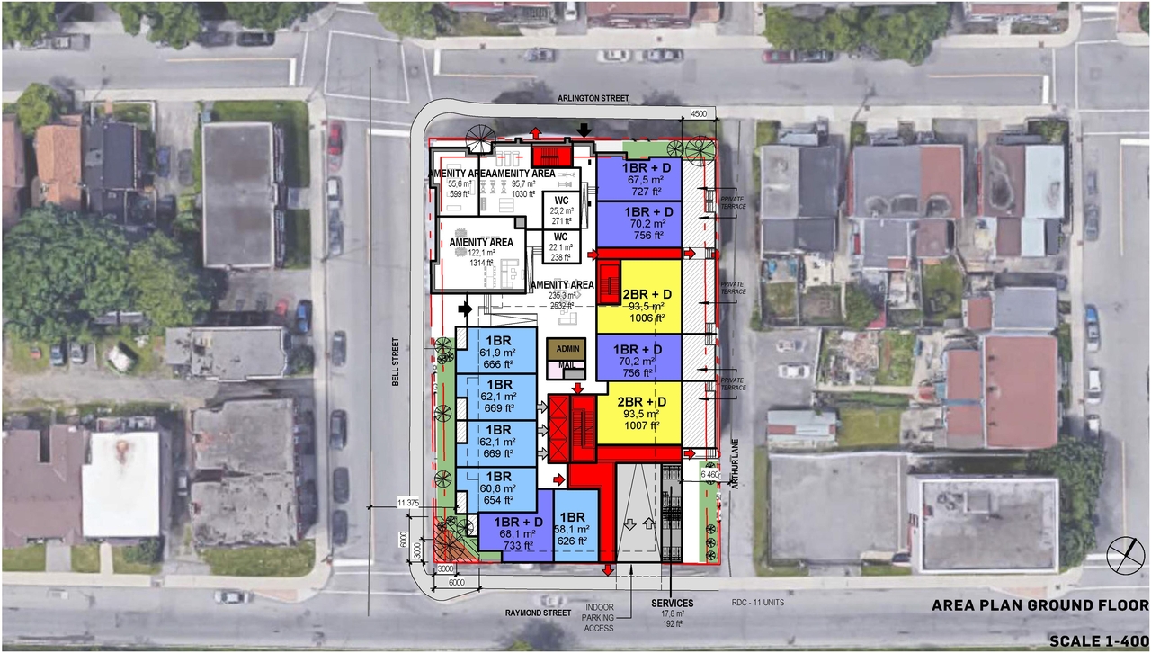 Construction site plan for project from page 32 of the file '2023-06-07 - Design Brief and Plans - D02-02-22-0082'