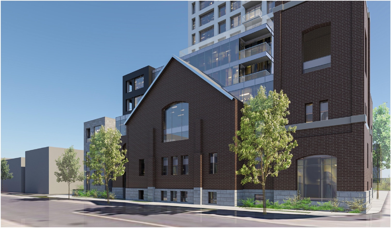 Rendering of building from page 55 of the file '2023-06-07 - Design Brief and Plans - D02-02-22-0082'