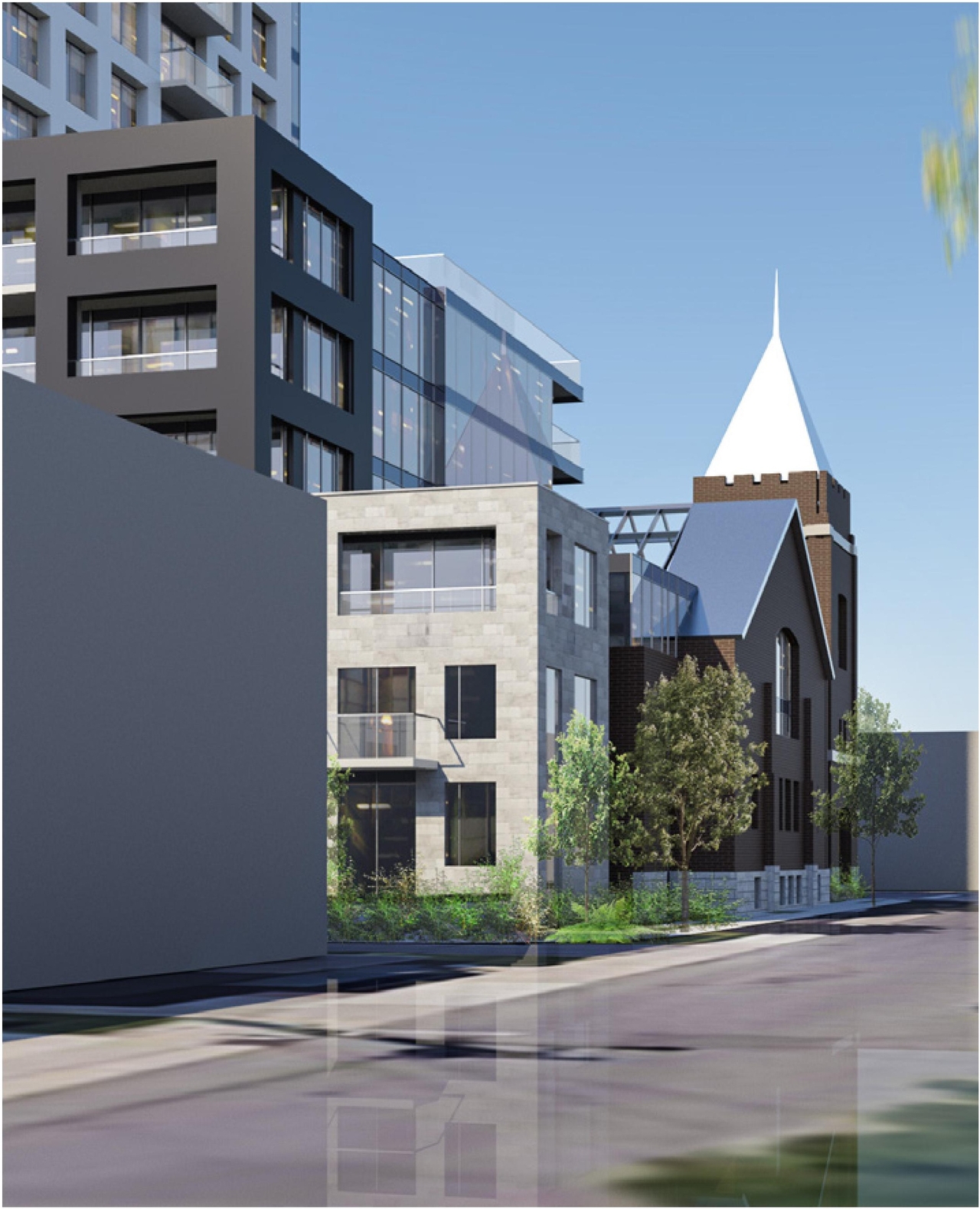Rendering of building from page 56 of the file '2023-06-07 - Design Brief and Plans - D02-02-22-0082'