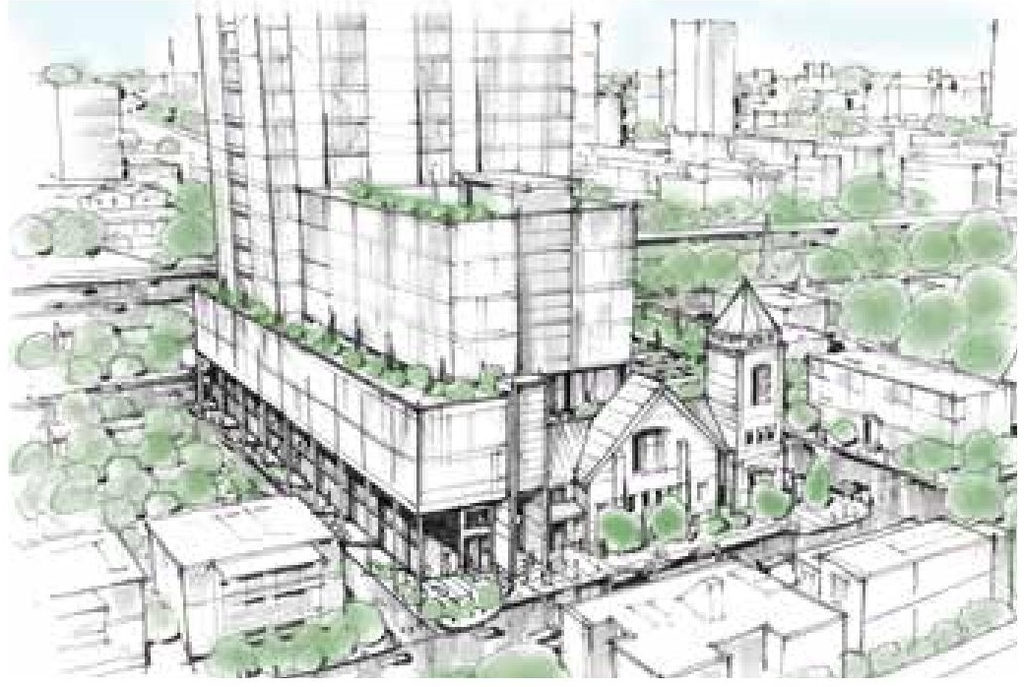 Rendering of building from page 18 of the file '2022-08-25 - DESIGN BRIEF - D02-02-22-0082'