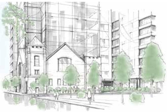Rendering of building from page 18 of the file '2022-08-25 - DESIGN BRIEF - D02-02-22-0082'