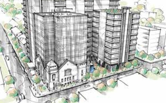 Rendering of building from page 18 of the file '2022-08-25 - DESIGN BRIEF - D02-02-22-0082'