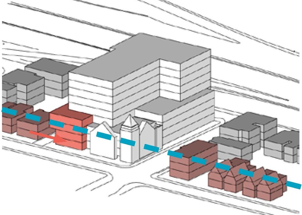 Rendering of building from page 25 of the file '2022-08-25 - DESIGN BRIEF - D02-02-22-0082'