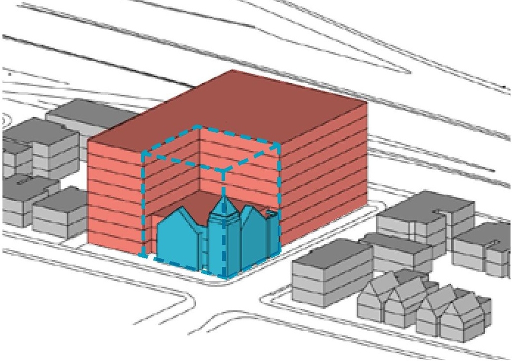 Rendering of building from page 25 of the file '2022-08-25 - DESIGN BRIEF - D02-02-22-0082'