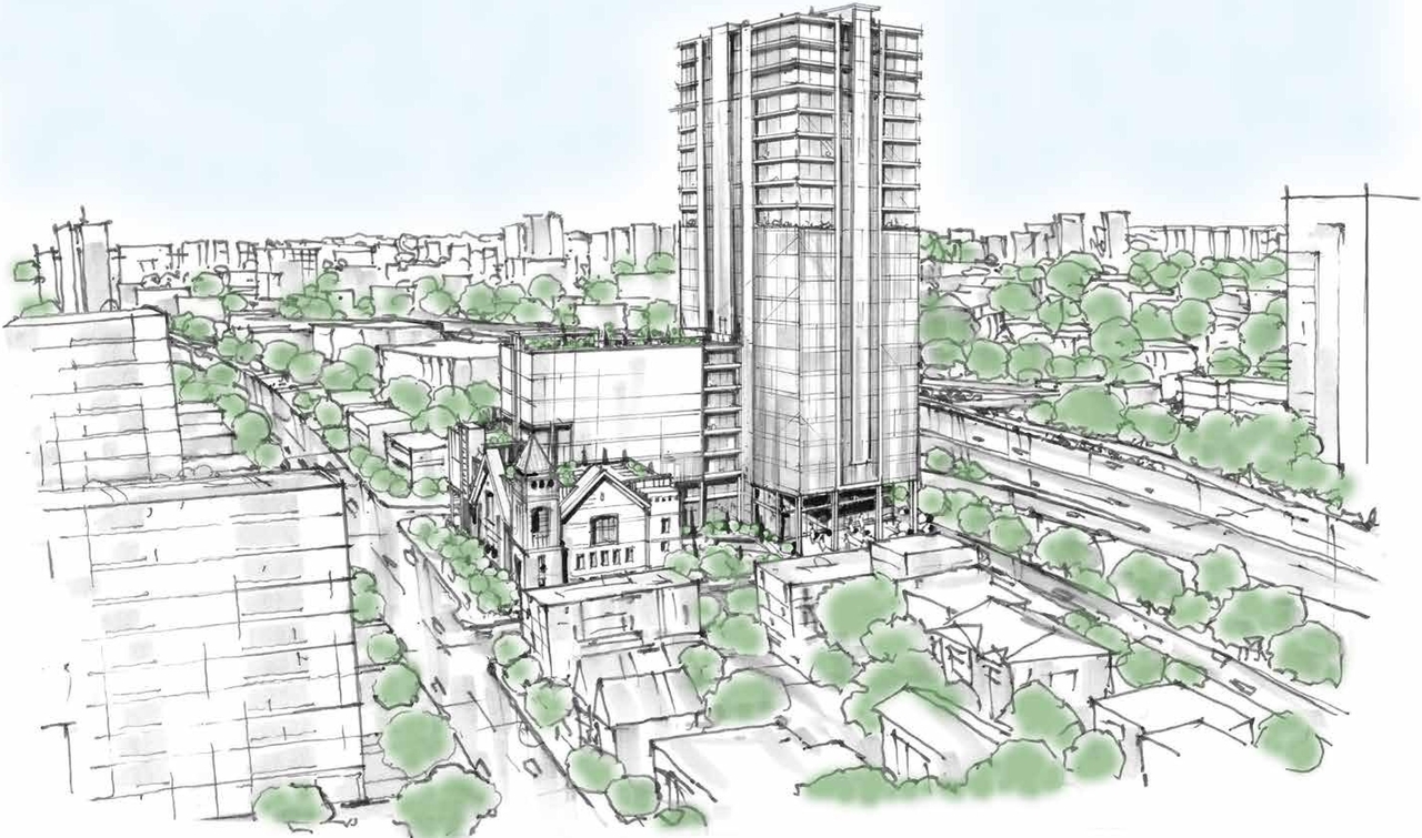 Rendering of building from page 26 of the file '2022-08-25 - DESIGN BRIEF - D02-02-22-0082'