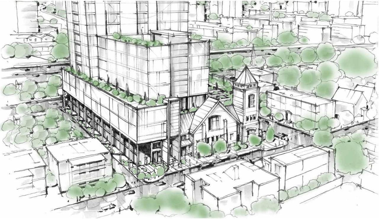 Rendering of building from page 27 of the file '2022-08-25 - DESIGN BRIEF - D02-02-22-0082'